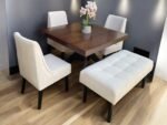 Comedor 4 puestos – Con banco + Mesa 110x110cm grueso 6cm