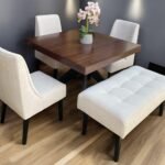 Comedor 4 puestos – Con banco + Mesa 110x110cm grueso 6cm