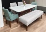 Comedor 4 sillas + puff 150x50cm + Mesa 160x80cm