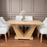 Comedor 6 puestos – Mesa marmoleada 160x80cm + Base V